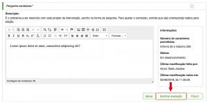 Aluno solicita avaliação dos tópicos.